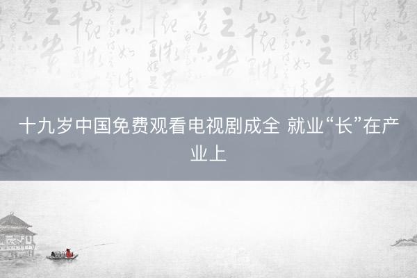十九岁中国免费观看电视剧成全 就业“长”在产业上