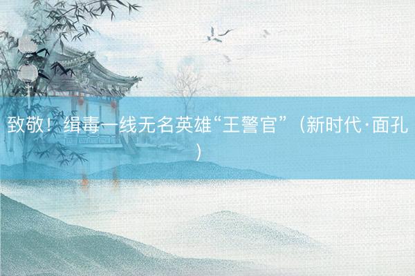 致敬！缉毒一线无名英雄“王警官”（新时代·面孔） 