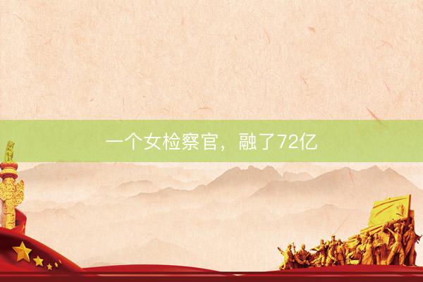 一个女检察官，融了72亿