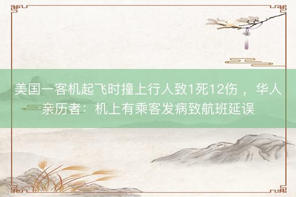 美国一客机起飞时撞上行人致1死12伤 ，华人亲历者：机上有乘客发病致航班延误