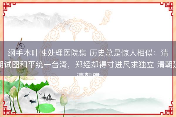 纲手木叶性处理医院集 历史总是惊人相似：清朝试图和平统一台湾，郑经却得寸进尺求独立 清朝建