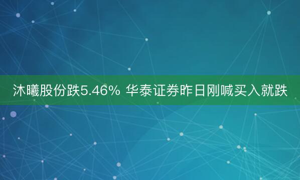 沐曦股份跌5.46% 华泰证券昨日刚喊买入就跌