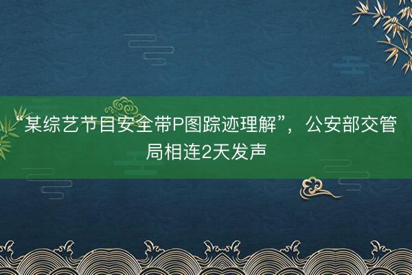 “某综艺节目安全带P图踪迹理解”，公安部交管局相连2天发声