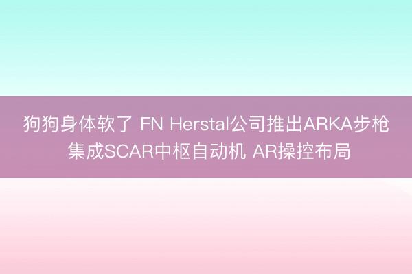 狗狗身体软了 FN Herstal公司推出ARKA步枪 集成SCAR中枢自动机 AR操控布局