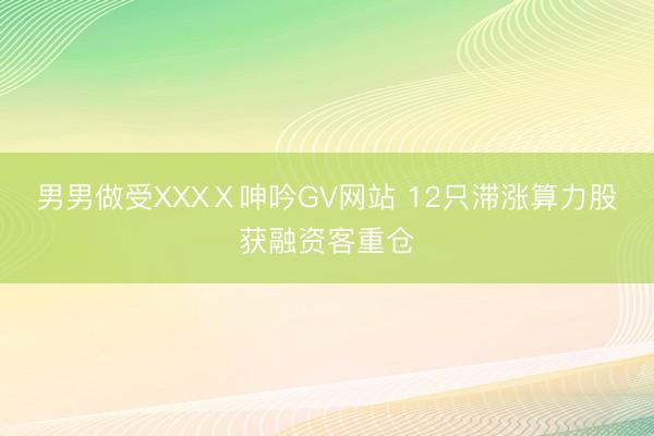 男男做受XXXⅩ呻吟GV网站 12只滞涨算力股获融资客重仓