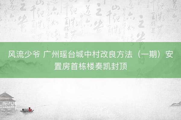 风流少爷 广州瑶台城中村改良方法(一期)安置房首栋楼奏凯封顶