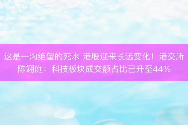 这是一沟绝望的死水 港股迎来长远变化!港交所陈翊庭:科技板块成交额占比已升至44%