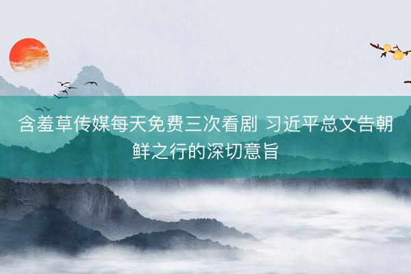 含羞草传媒每天免费三次看剧 习近平总文告朝鲜之行的深切意旨