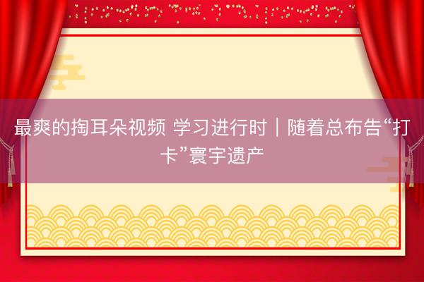 最爽的掏耳朵视频 学习进行时｜随着总布告“打卡”寰宇遗产