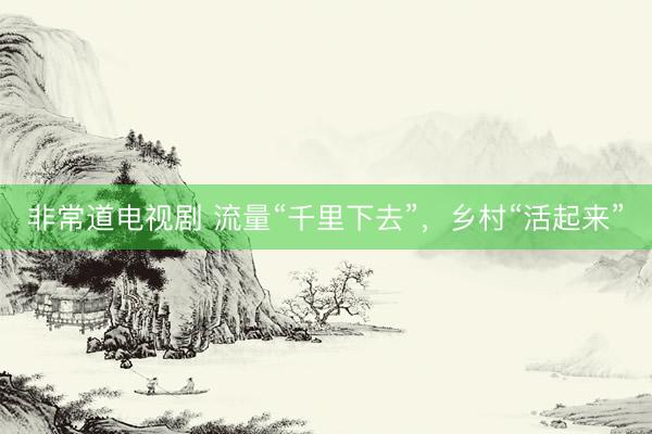 非常道电视剧 流量“千里下去”，乡村“活起来”