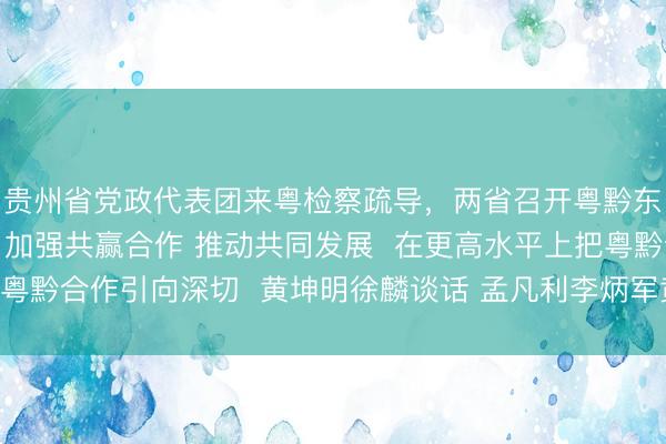 贵州省党政代表团来粤检察疏导，两省召开粤黔东西部合作联席会议  加强共赢合作 推动共同发展  在更高水平上把粤黔合作引向深切  黄坤明徐麟谈话 孟凡利李炳军黄楚平干涉关系活动