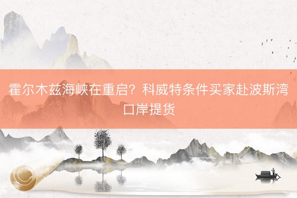 霍尔木兹海峡在重启？科威特条件买家赴波斯湾口岸提货