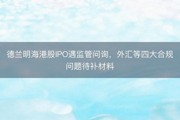 德兰明海港股IPO遇监管问询，外汇等四大合规问题待补材料